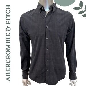 🛍️3/$40 Abercrombie & Fitch Men’s Charcoal Button-Up Shirt Super Slim Fit Medium